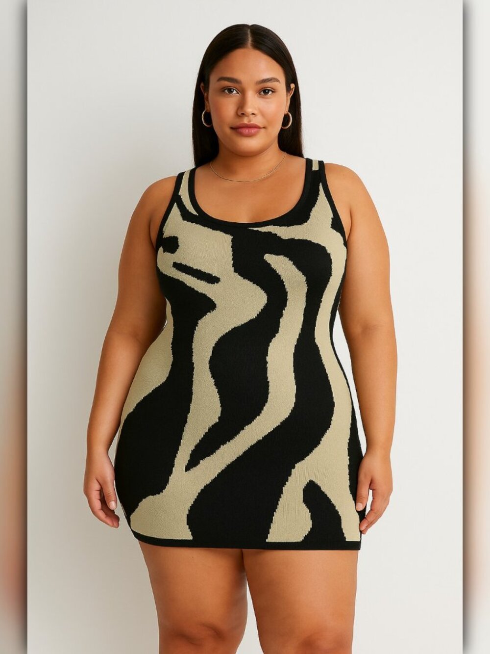 A175 • Abstract Wave Knit Mini Dress